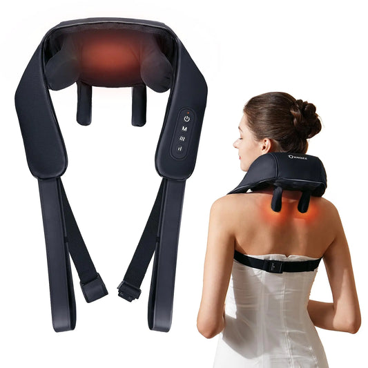 KNQZE™ 4D Neck Massager with Heat – Cordless Shiatsu Massage for Neck, Shoulder and Back Pain